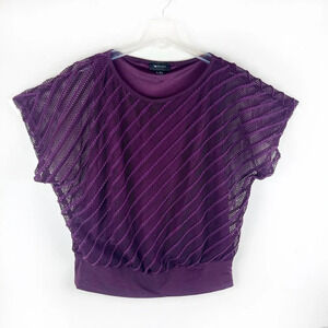 Vintage 80s 90s Mesh Overlay Top Medium M Purple Retro Sport Tank